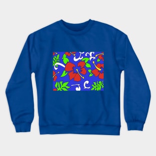 Bright Tropical Red Hibiscus Crewneck Sweatshirt